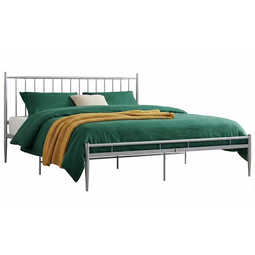 Szare metalowe łóżko małżeńskie 200x200 cm P6-R52 ze sklepu Edinos.pl w kategorii Łóżka i materace - zdjęcie 188680213