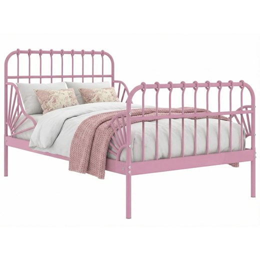 Różowe metalowe łóżko rosnące z dzieckiem 80x130/200 cm K4-N75 ze sklepu Edinos.pl w kategorii Łóżka dziecięce - zdjęcie 188680223