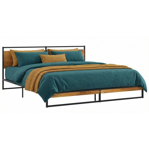 Czarne industrialne łóżko z metalu 200x200 cm Z9-T71 ze sklepu Edinos.pl w kategorii Łóżka i materace - zdjęcie 188680230