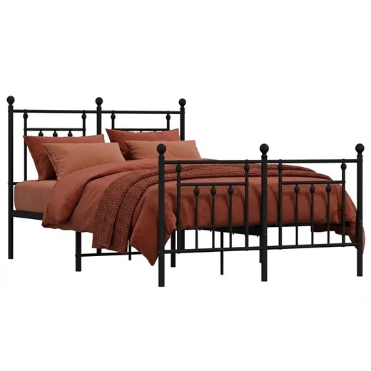 Czarne metalowe łóżko małżeńskie 150x200cm E1-P29 ze sklepu Edinos.pl w kategorii Łóżka i materace - zdjęcie 188680242