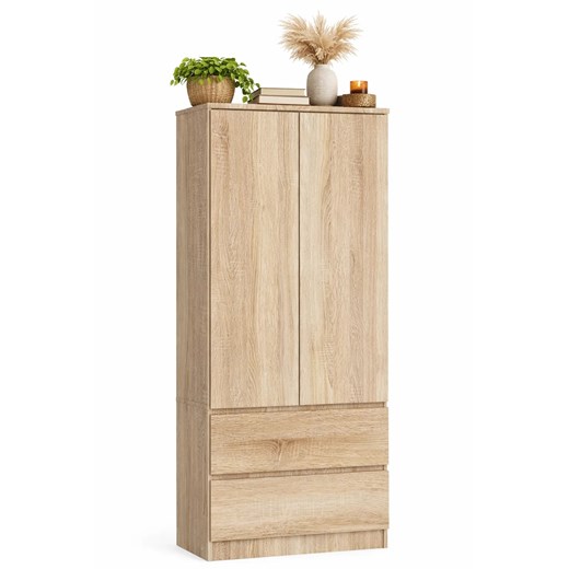 Szafa z 2 szufladami i drążkiem dąb sonoma W9-P03 ze sklepu Edinos.pl w kategorii Szafy - zdjęcie 188680254