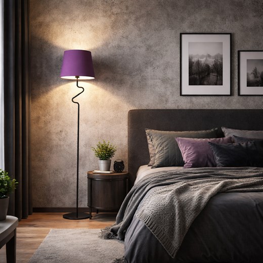 Fioletowa lampa podłogowa LED w stylu art deco FOGO z ozdobnym stelażem ze sklepu Lysne w kategorii Lampy podłogowe - zdjęcie 188689181