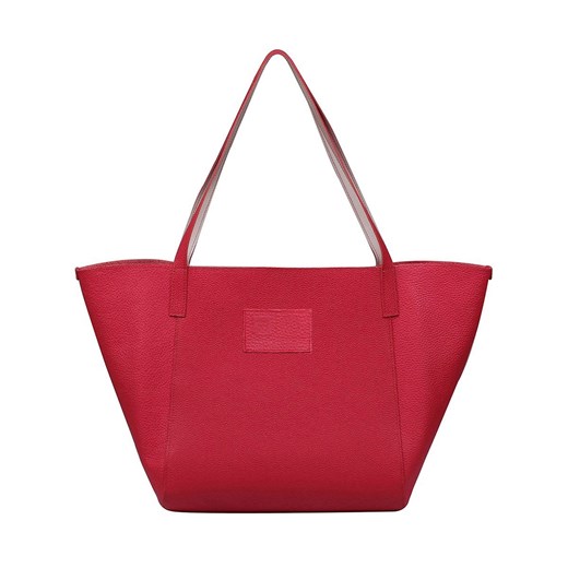 -czerwona torebka damska  skórzana zapinana na zamek shopper ze sklepu Słoń Torbalski w kategorii Torby Shopper bag - zdjęcie 188692682