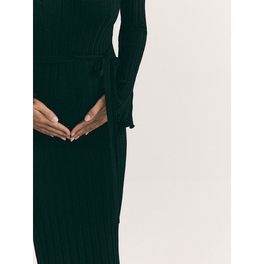Reserved - Prążkowana sukienka z wiskozy - czarny ze sklepu Reserved w kategorii Sukienki - zdjęcie 188709831