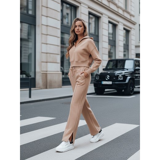 Komplet dresowy damski MARINO beżowy Dstreet AY0975 ze sklepu DSTREET.PL w kategorii Dresy damskie - zdjęcie 188710803