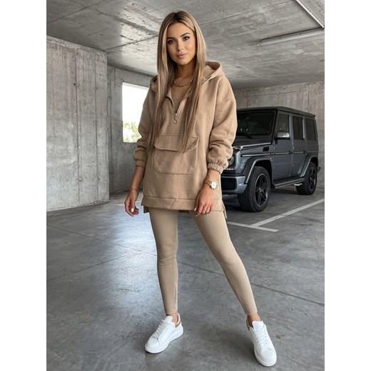 Komplet dresowy damski 3w1 oversize MAYALAN beżowy Dstreet AY0942 ze sklepu DSTREET.PL w kategorii Dresy damskie - zdjęcie 188710904