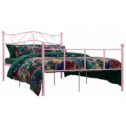 Różowe metalowe łóżko podwójne 120x200 cm B9-G67 ze sklepu Edinos.pl w kategorii Łóżka i materace - zdjęcie 188715904