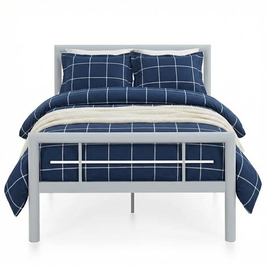 Szare metalowe łózko pojedyncze 90 x 200 cm G6-N97 ze sklepu Edinos.pl w kategorii Łóżka i materace - zdjęcie 188715923