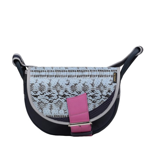 granatowa z niebieską dekoracyjną klapą  damska torebka listonoszka s ze sklepu Słoń Torbalski w kategorii Listonoszki - zdjęcie 188721470