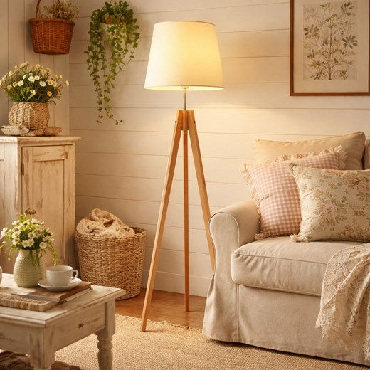 Nowoczesna lampa podłogowa ARUBA na drewnianym trójnogu ze sklepu Lysne w kategorii Lampy podłogowe - zdjęcie 188722183