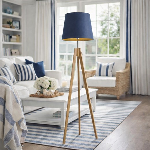 Drewniana lampa stojąca na 3 nogach ARUBA GOLD ze sklepu Lysne w kategorii Lampy podłogowe - zdjęcie 188722210