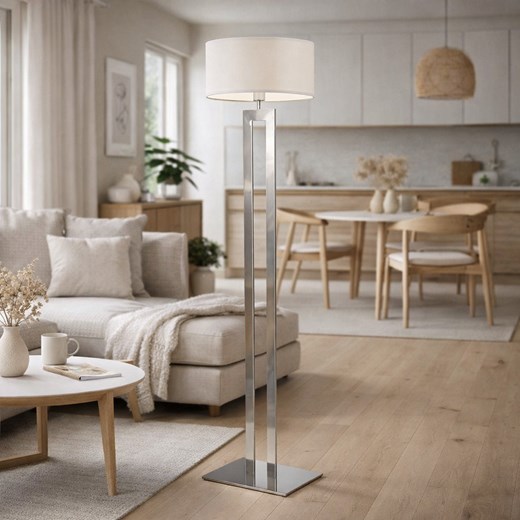 Designerska lampa stojąca do salonu KALIFORNIA z jasnoszarym abażurem ze sklepu Lysne w kategorii Lampy podłogowe - zdjęcie 188722221