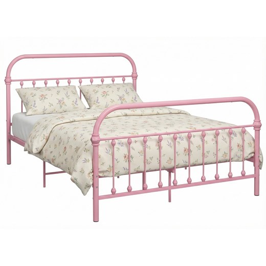 Różowe metalowe łóżko loftowe 120x200 cm F8-P67 ze sklepu Edinos.pl w kategorii Łóżka i materace - zdjęcie 188722954