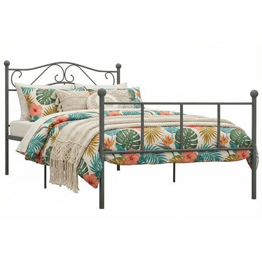 Szare metalowe łóżko 160x200 cm Z8-N17 ze sklepu Edinos.pl w kategorii Łóżka i materace - zdjęcie 188722963