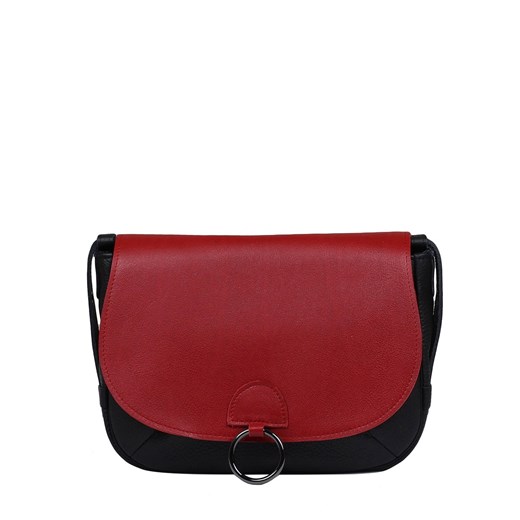 czarna torebka damska skórzana na ramię z wymienną czerwoną klapą Liz ze sklepu Słoń Torbalski w kategorii Listonoszki - zdjęcie 188729842