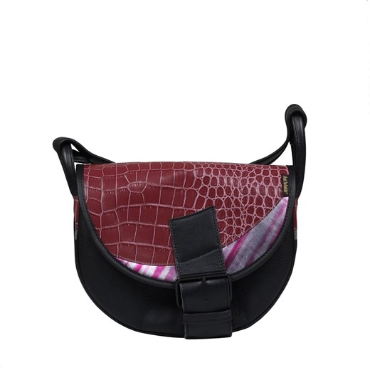 czarno fioletowa  damska torebka skórzana  listonoszka na ramię F ze sklepu Słoń Torbalski w kategorii Listonoszki - zdjęcie 188729843