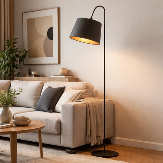 Czarna lampa stojąca do salonu TALLIN GOLD ze sklepu Lysne w kategorii Lampy podłogowe - zdjęcie 188754723