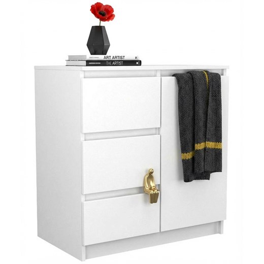 Biała Nowoczesna Komoda Z 3 Szufladami I Szafką A5-C40 ze sklepu Edinos.pl w kategorii Komody - zdjęcie 188755262