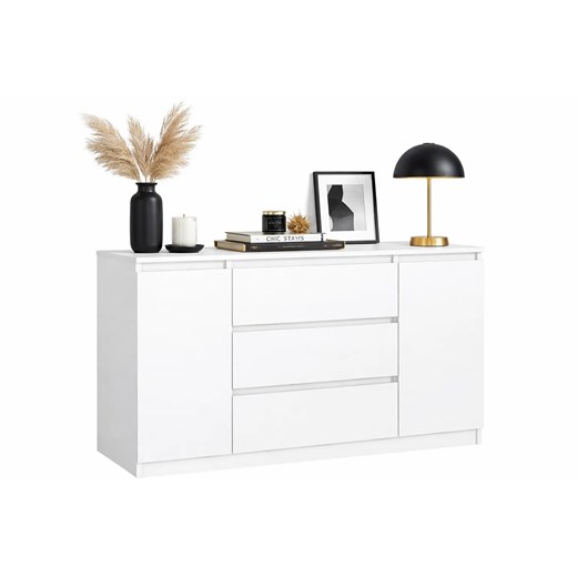 Biała Komoda Z 3 Szufladami I Drzwiczkami K7-E38 ze sklepu Edinos.pl w kategorii Komody - zdjęcie 188755263