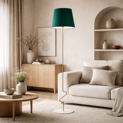 Lampa stojąca SURAT z materiałowym abażurem zieleń butelkowa ze sklepu Lysne w kategorii Lampy podłogowe - zdjęcie 188762502