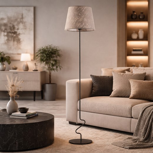 Elegancka lampa stojąca do salonu SURAT na czarnym stelażu ze sklepu Lysne w kategorii Lampy podłogowe - zdjęcie 188762503