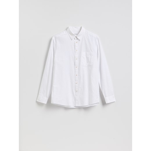 Reserved - Koszula regular z lnem - biały ze sklepu Reserved w kategorii Koszule męskie - zdjęcie 188811763