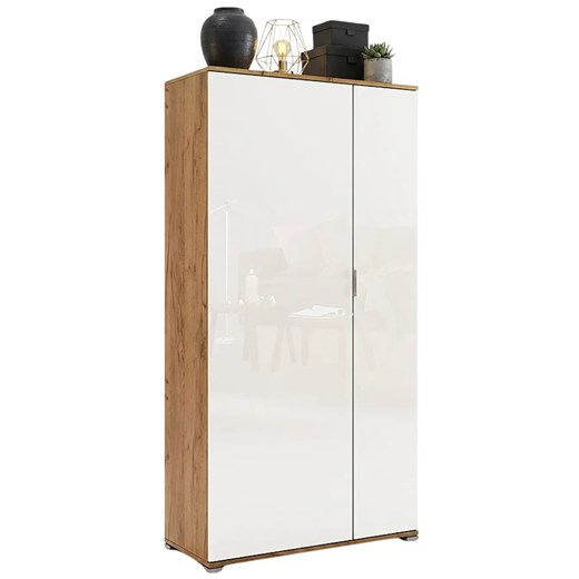 Biała szafa uchylna z półkami i drążkiem D6-F20 ze sklepu Edinos.pl w kategorii Szafy - zdjęcie 188832460