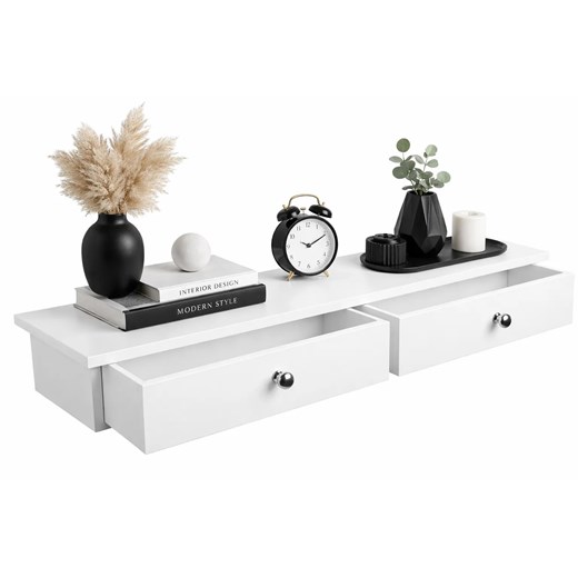 Biała Półka Wisząca Z 2 Szufladami E9-W44 ze sklepu Edinos.pl w kategorii Półki - zdjęcie 188855133