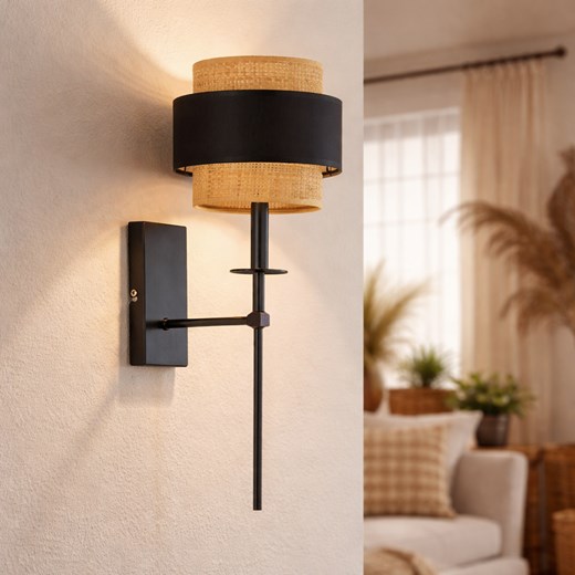 Rattanowy kinkiet pochodnia VADUZ BOHO w stylu boho ze sklepu Lysne w kategorii Lampy ścienne - zdjęcie 188861910