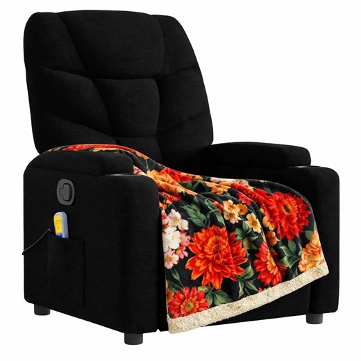 Klasyczny Fotel Czarny Z Masażem P8-N98 ze sklepu Edinos.pl w kategorii Fotele - zdjęcie 188862163