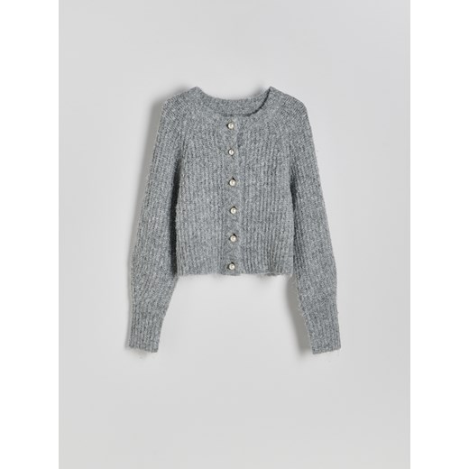 Reserved - Kardigan z dekoracyjnymi guzikami - szary ze sklepu Reserved w kategorii Swetry damskie - zdjęcie 188885044