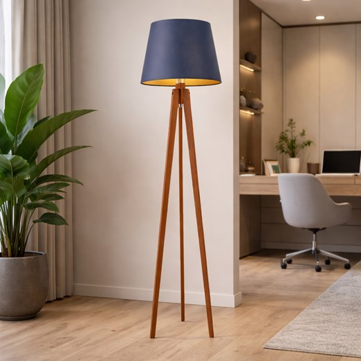 Elegancka lampa podłogowa na trójnogu CURACAO GOLD lampa podłogowa drewniana tripod ze sklepu Lysne w kategorii Lampy podłogowe - zdjęcie 188895972