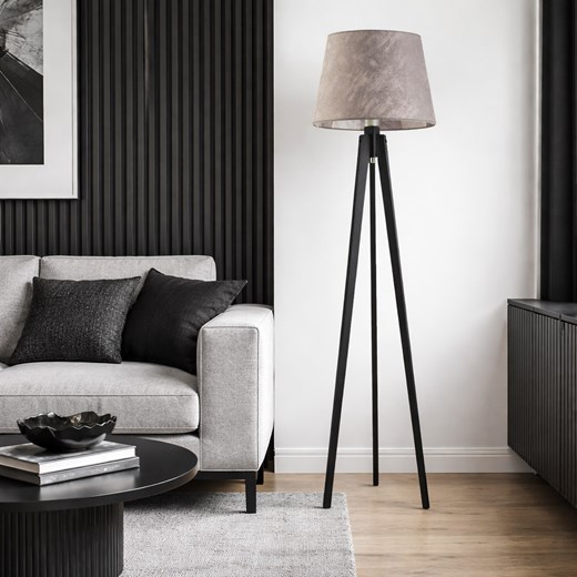Drewniana lampa stojąca na trzech nogach CURACAO do nowoczesnego salonu ze sklepu Lysne w kategorii Lampy podłogowe - zdjęcie 188895984