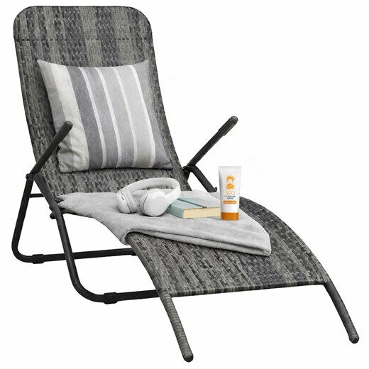 Składany leżak ogrodowy wodoodporny technorattan H9-S09 ze sklepu Edinos.pl w kategorii Leżaki ogrodowe - zdjęcie 188920530