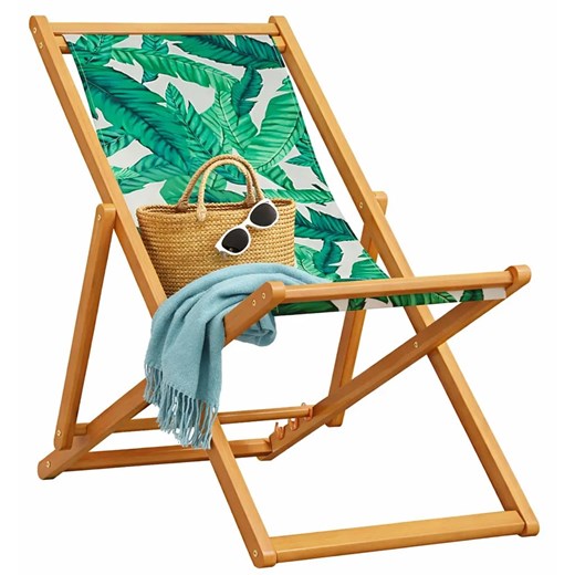 Składany leżak ogrodowy w liściasty wzór C2-K90 ze sklepu Edinos.pl w kategorii Leżaki ogrodowe - zdjęcie 188931370