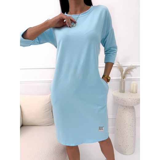 Błękitna Sportowa Sukienka Modnakiecka.pl 42 ModnaKiecka.pl
