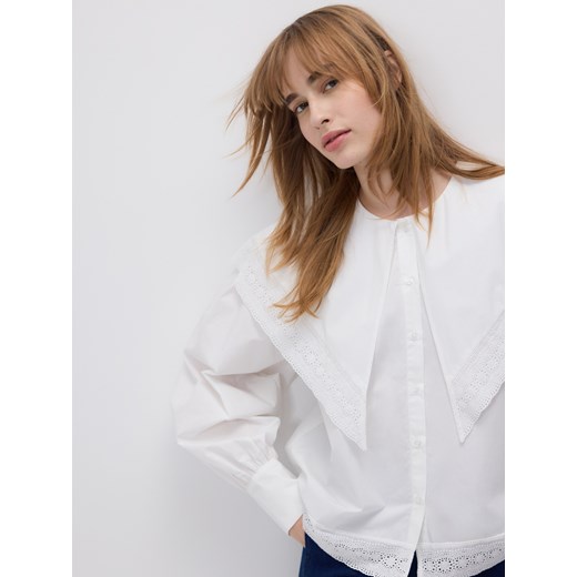 Reserved - Koszula z dekoracyjnym kołnierzem - biały ze sklepu Reserved w kategorii Bluzki damskie - zdjęcie 188954770