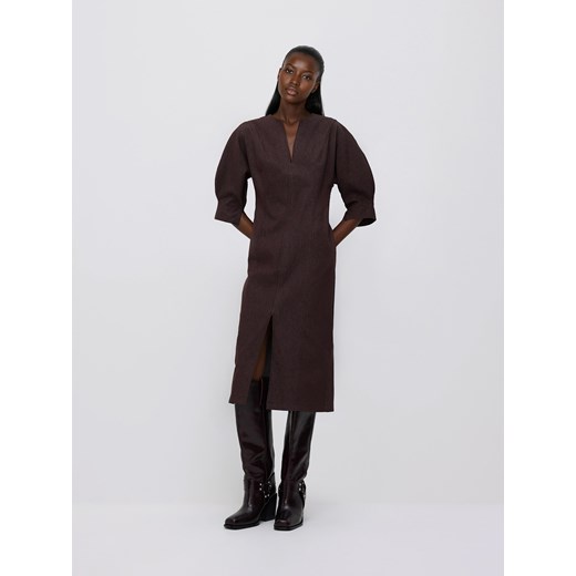 Reserved - Sukienka maxi z rozcięciem - brązowy ze sklepu Reserved w kategorii Sukienki - zdjęcie 188955864