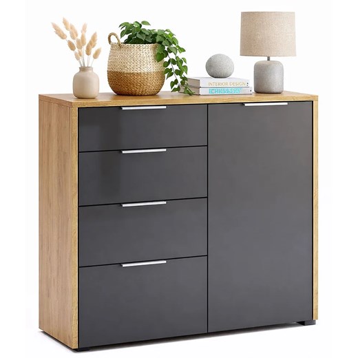 Skandynawska komoda w klorze dąb craft + lava mat M7-R67 ze sklepu Edinos.pl w kategorii Komody - zdjęcie 188959724