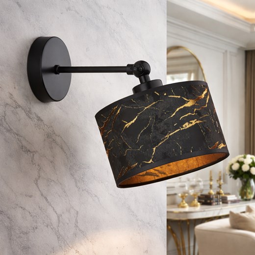 Regulowany kinkiet ścienny do czytania ze złotymi elementami TETE MARMUR ze sklepu Lysne w kategorii Lampy ścienne - zdjęcie 188980513