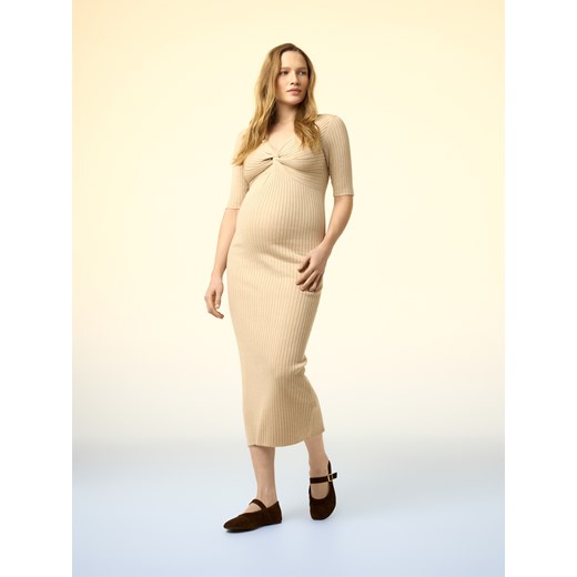 Reserved - Dzianinowa sukienka midi - beżowy Reserved XS Reserved
