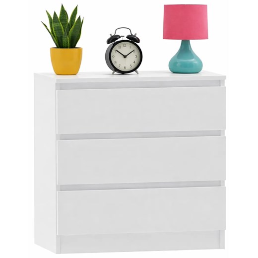 Biała Nowoczesna Komoda Z Trzema Szufladami E9-L81 ze sklepu Edinos.pl w kategorii Komody - zdjęcie 189006311