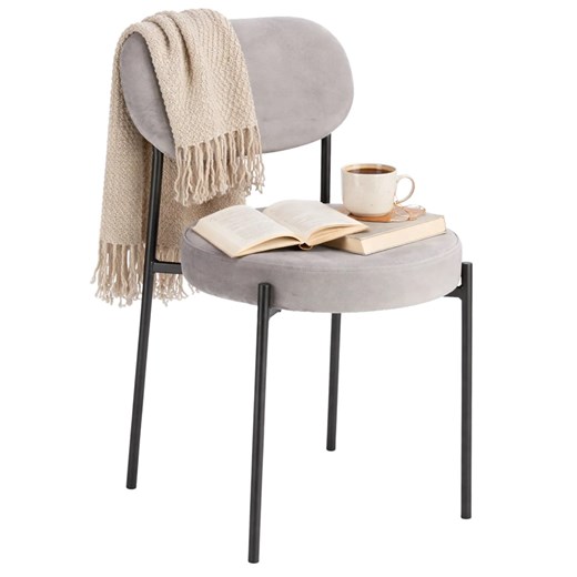 Szare Minimalistyczne Krzesło Tapicerowane L8-D34 ze sklepu Edinos.pl w kategorii Krzesła - zdjęcie 189007173