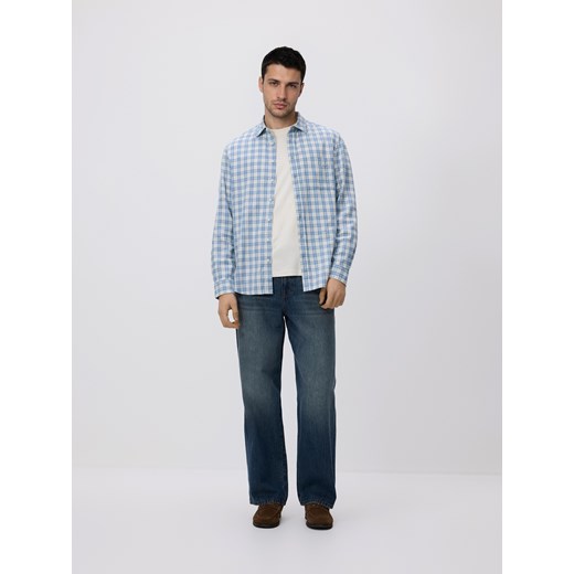 Reserved - Koszula regular z lnem - jasnoniebieski ze sklepu Reserved w kategorii Koszule męskie - zdjęcie 189010342