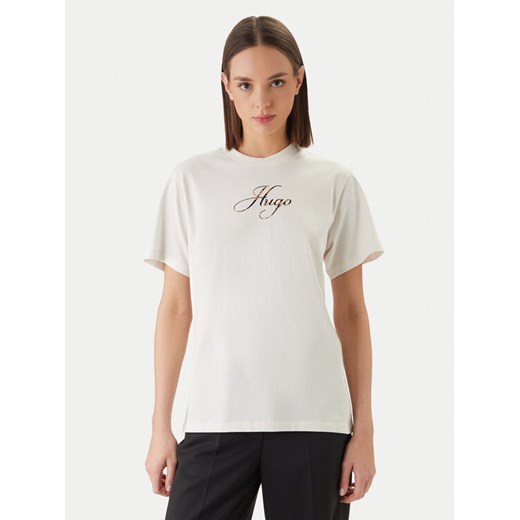 HUGO T-Shirt Vintage 50560566 Écru Regular Fit ze sklepu MODIVO w kategorii Bluzki damskie - zdjęcie 189021152
