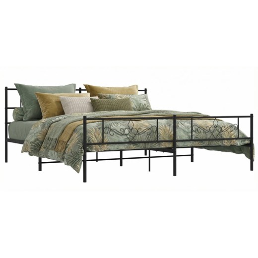 Czarne metalowe łóżko małżeńskie 200x200 cm - Radina ze sklepu Edinos.pl w kategorii Łóżka i materace - zdjęcie 189027750