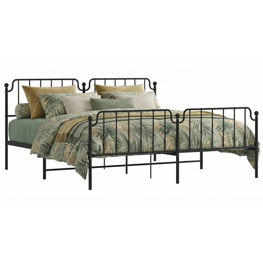 Czarne metalowe łóżko małżeńskie 180x200cm - Barold ze sklepu Edinos.pl w kategorii Łóżka i materace - zdjęcie 189027751