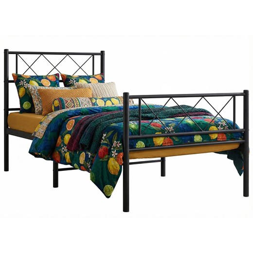 Czarne metalowe łóżko pojedyncze 100x200cm S3-F72 ze sklepu Edinos.pl w kategorii Łóżka i materace - zdjęcie 189027761