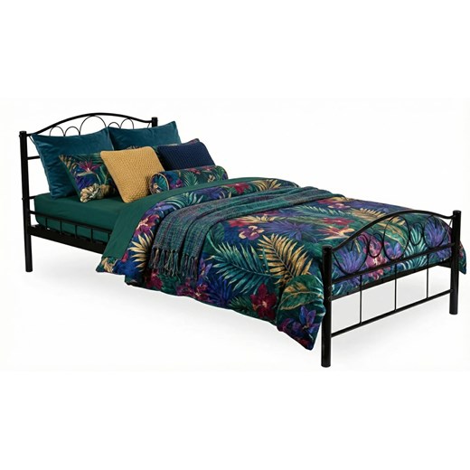 Czarne jednoosobowe metalowe łóżko 90x200 P2-B95 ze sklepu Edinos.pl w kategorii Łóżka i materace - zdjęcie 189027782