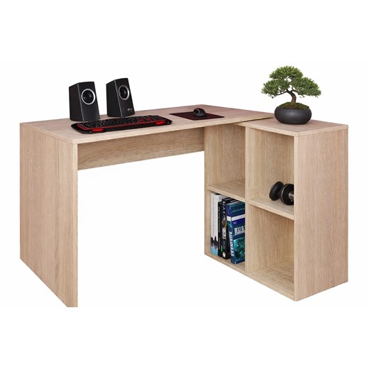 Biurko narożne komputerowe z regałem dąb sonoma R1-R19 ze sklepu Edinos.pl w kategorii Biurka i sekretarzyki - zdjęcie 189035212